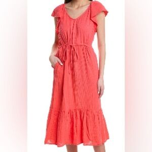 Velvet by Graham and Spencer Coral Midi Dress Size Small Great